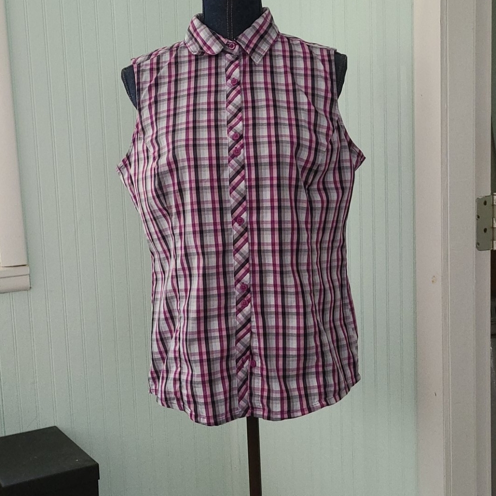 Columbia checked sleeveless blouse, L